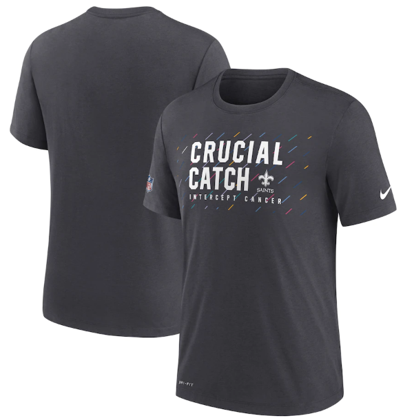 Men's New Orleans Saints Charcoal 2021 Crucial Catch Performance T-Shirt